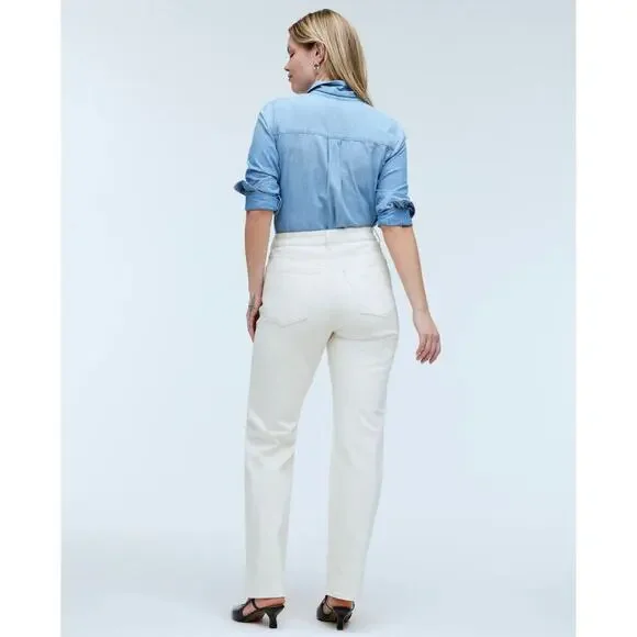 New Madewell The Curvy '90s Straight Jean Ivory Size W28 Tall - Picture 14 of 16